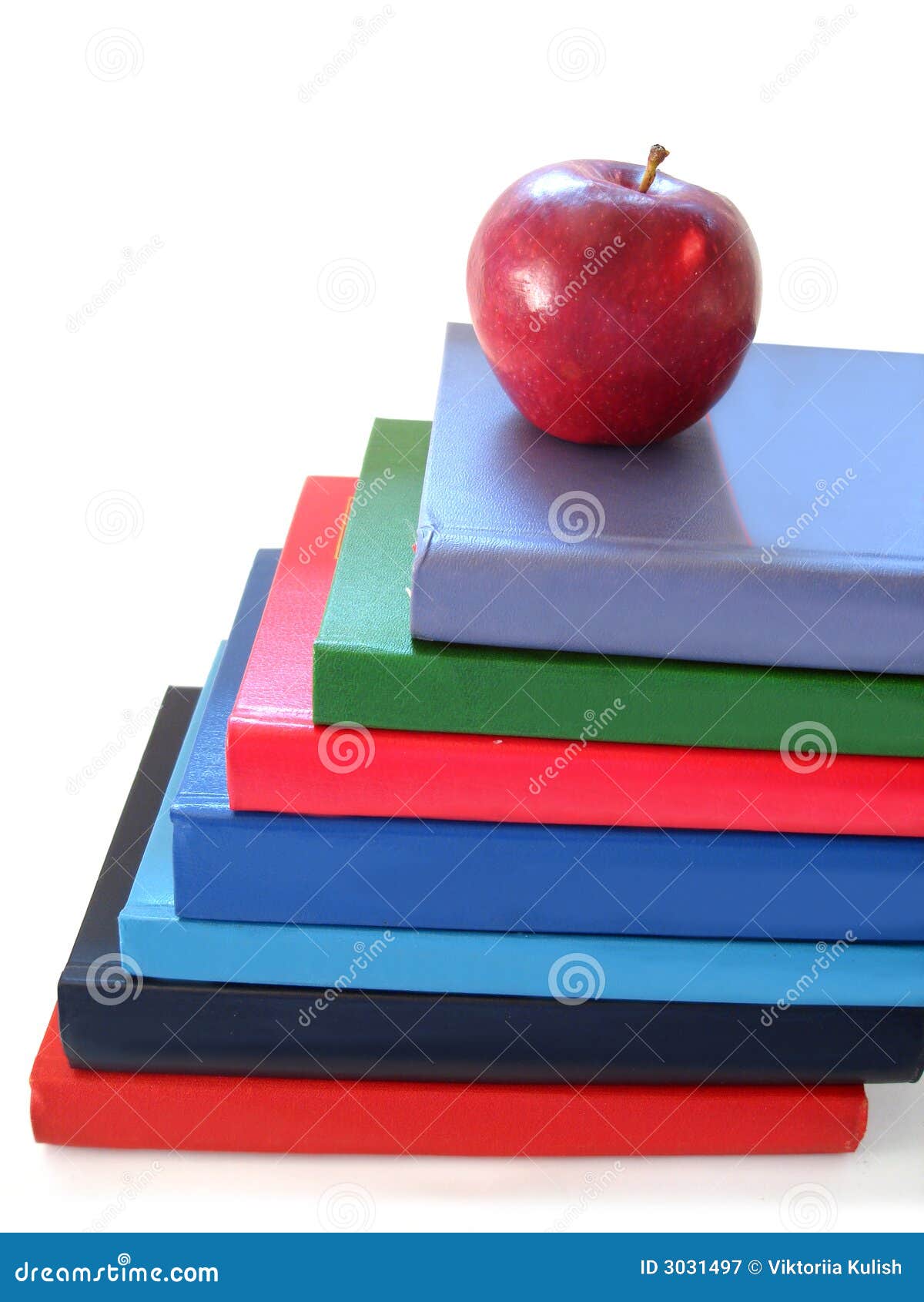 Pila De Libros Con La Manzana Imagen de archivo Imagen de manzana