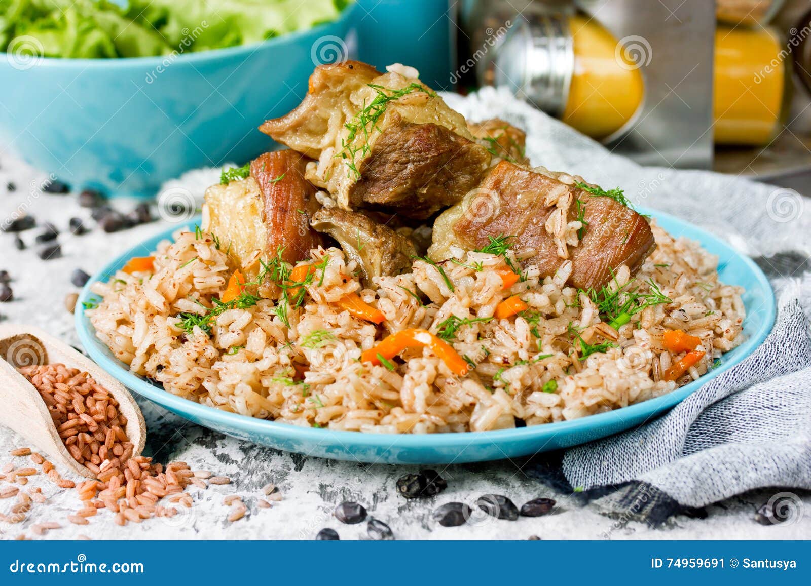 Pilaf with lamb stock image. Image of background, classic 74959691