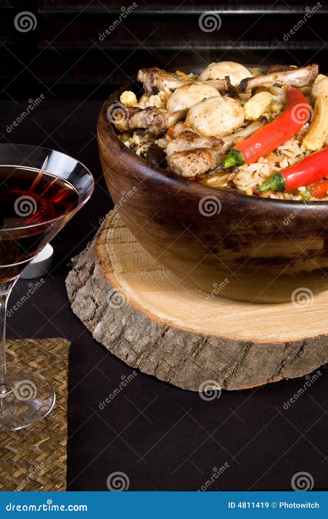 Pilaf and Wine stock image. Image of pilaf, food, peppers 4811419