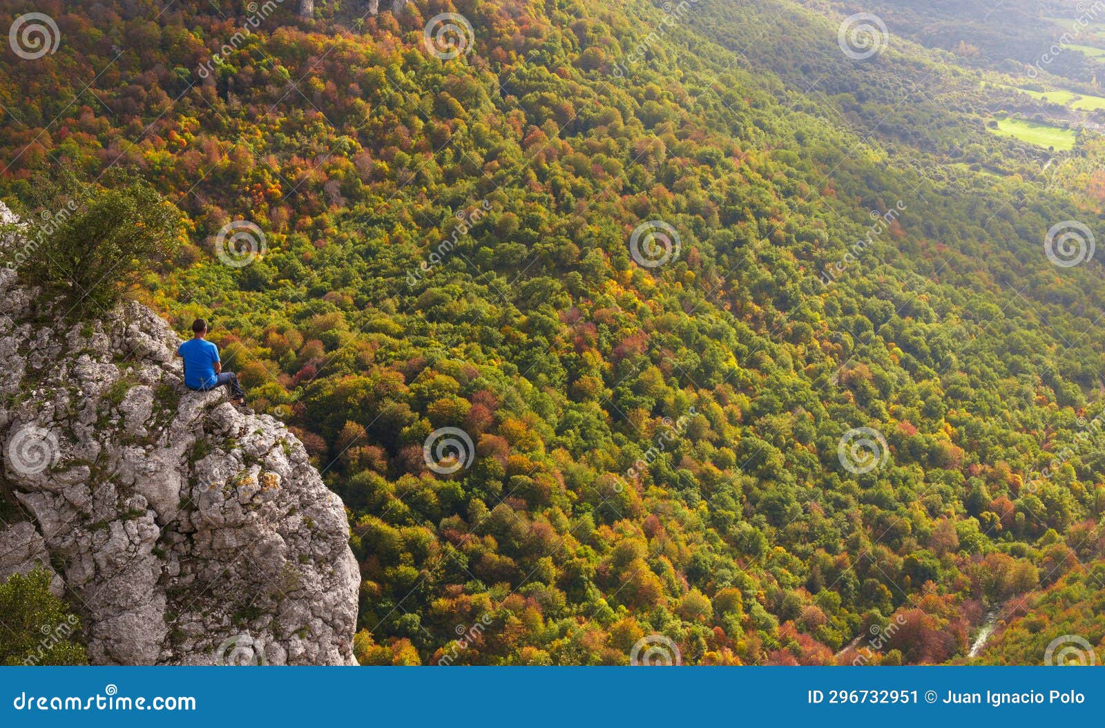 pilatos balcony. hiker in the balcÃ³n de pilatos on the river urederra, natural park of urbasa and andia, navarra.