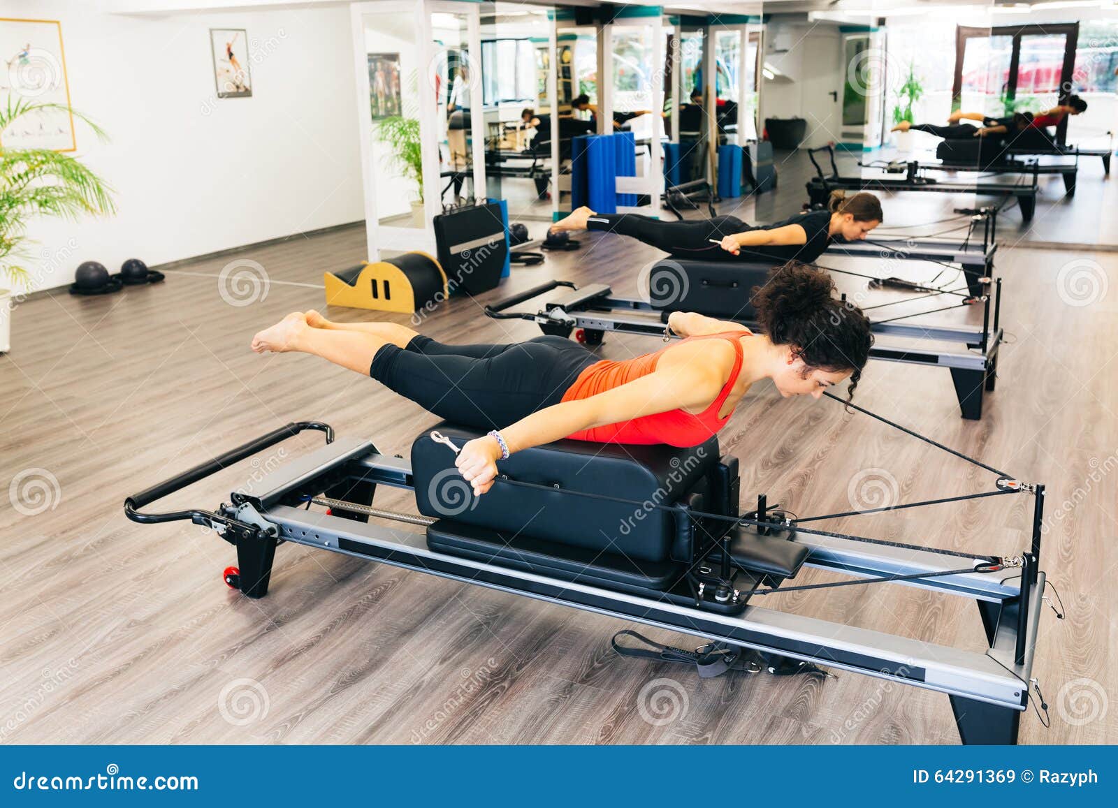 Pilates gym stock image. Image of beds, healthy, body 64291369