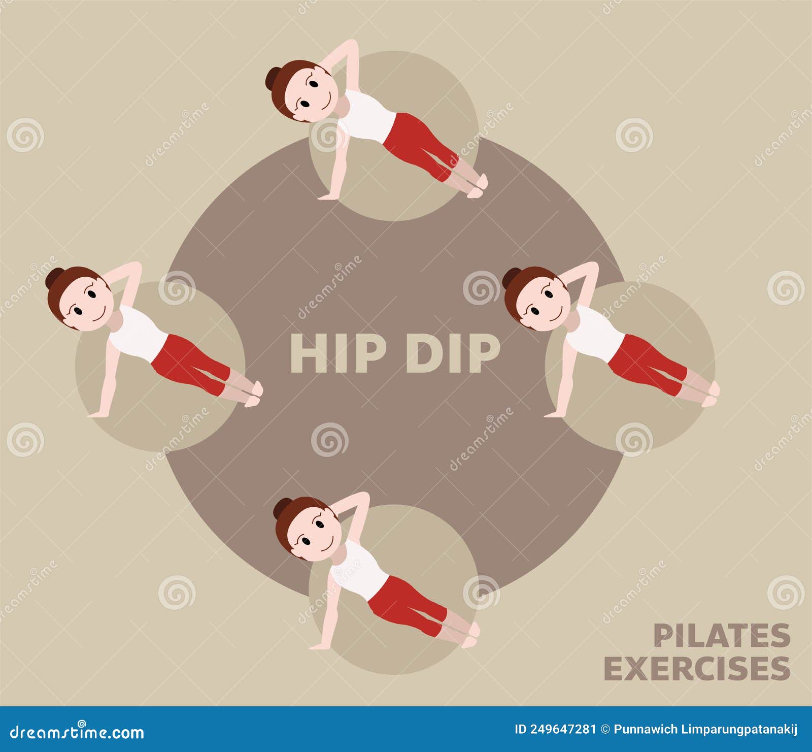 Pilates Move Exercícios Quadril Dip Ilustração Do Vetor De Desenho Animado  Bonitinho Ilustração do Vetor - Ilustração de vetor, relaxamento: 249647281