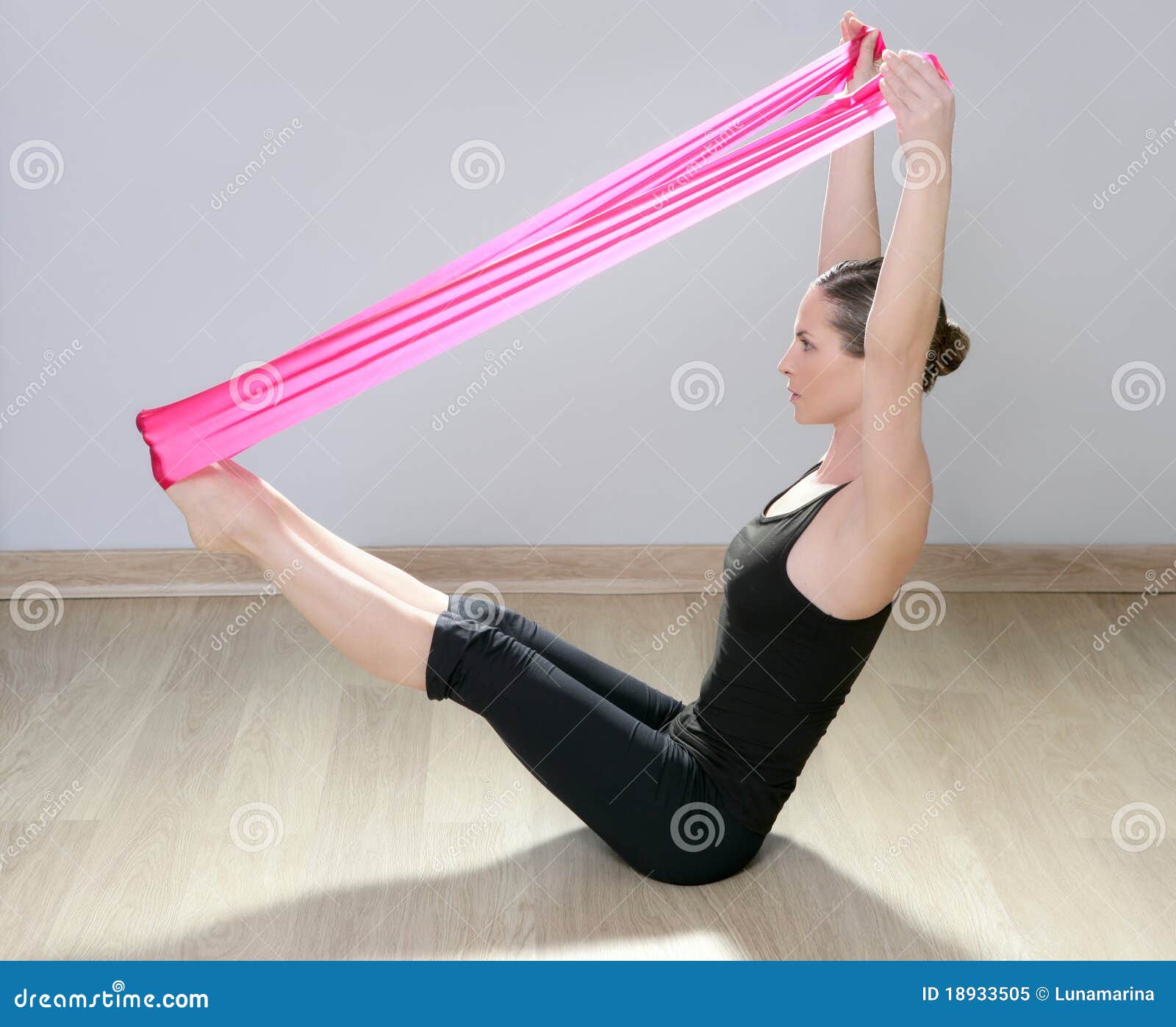 Pilates Yoga Resistance Band Red Rubber Gym Woman Stock Image - Image of  pilates, health: 18933505