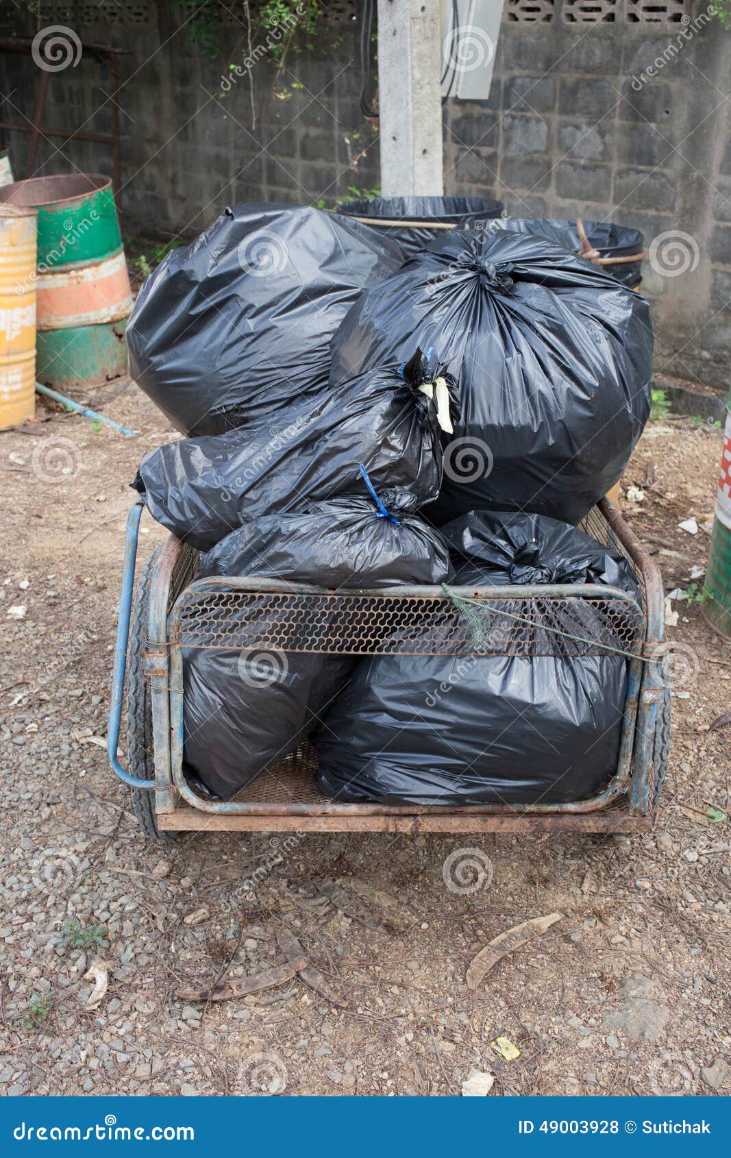 Pile of Black Bags Garbage Prepare Waste Stock Photo Image of waste, domestic 49003928