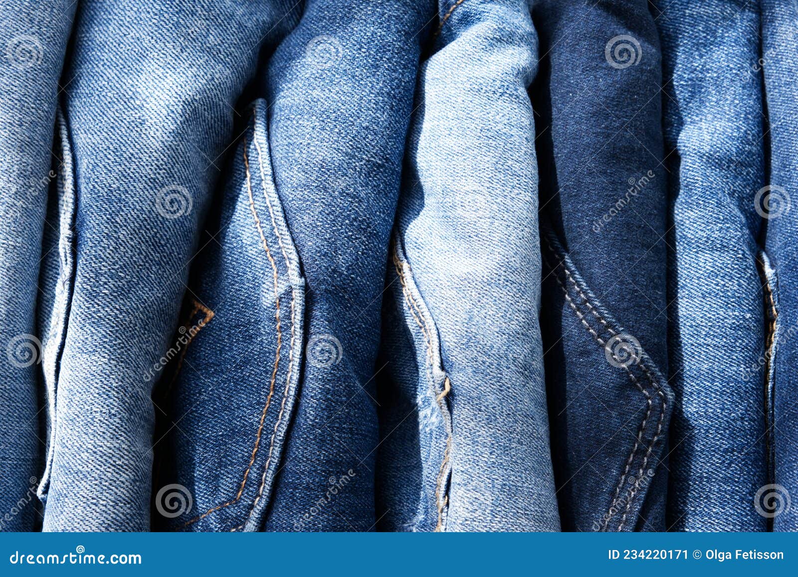 A Pile of Blue Jeans Close Up Stock Image - Image of horizontal ...