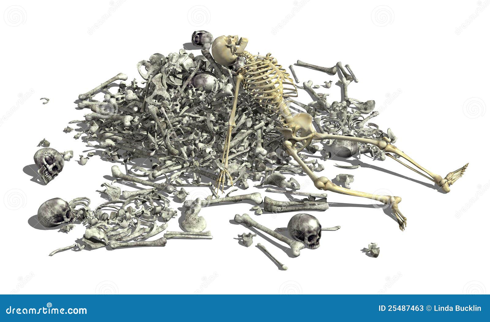 Pile of Bones with Skeleton 2 Stock Illustration - Illustration of