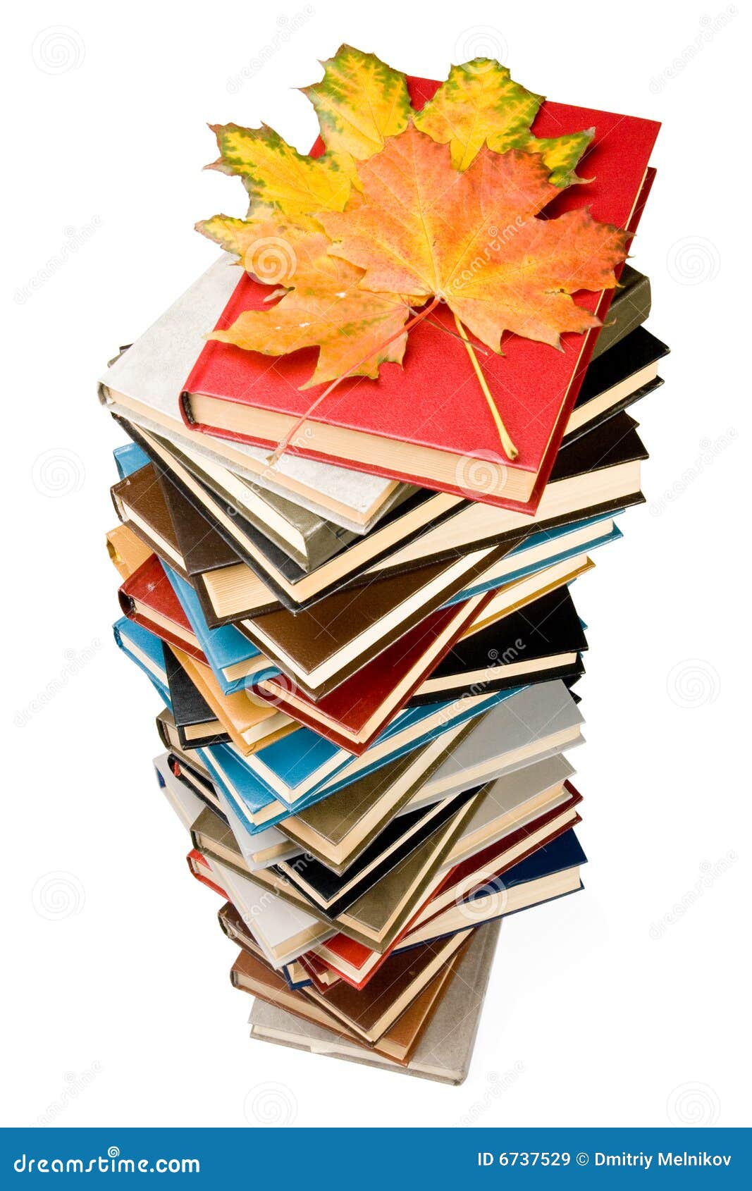 Pile Of Books And Autumn Leaves Royalty Free Stock Images - Image: 6737529