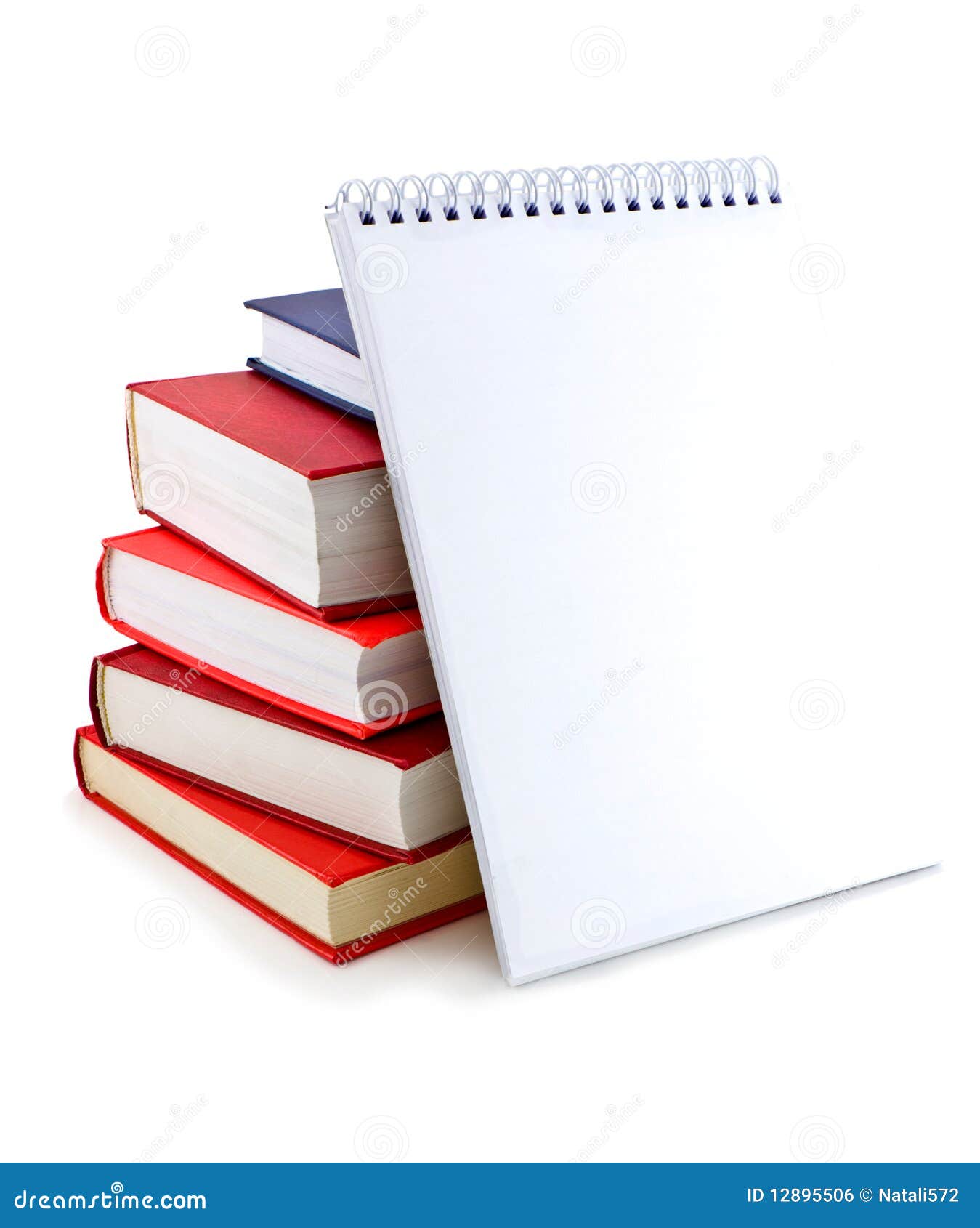 Pile of Books and Notebook with White Sheets. Stock Illustration