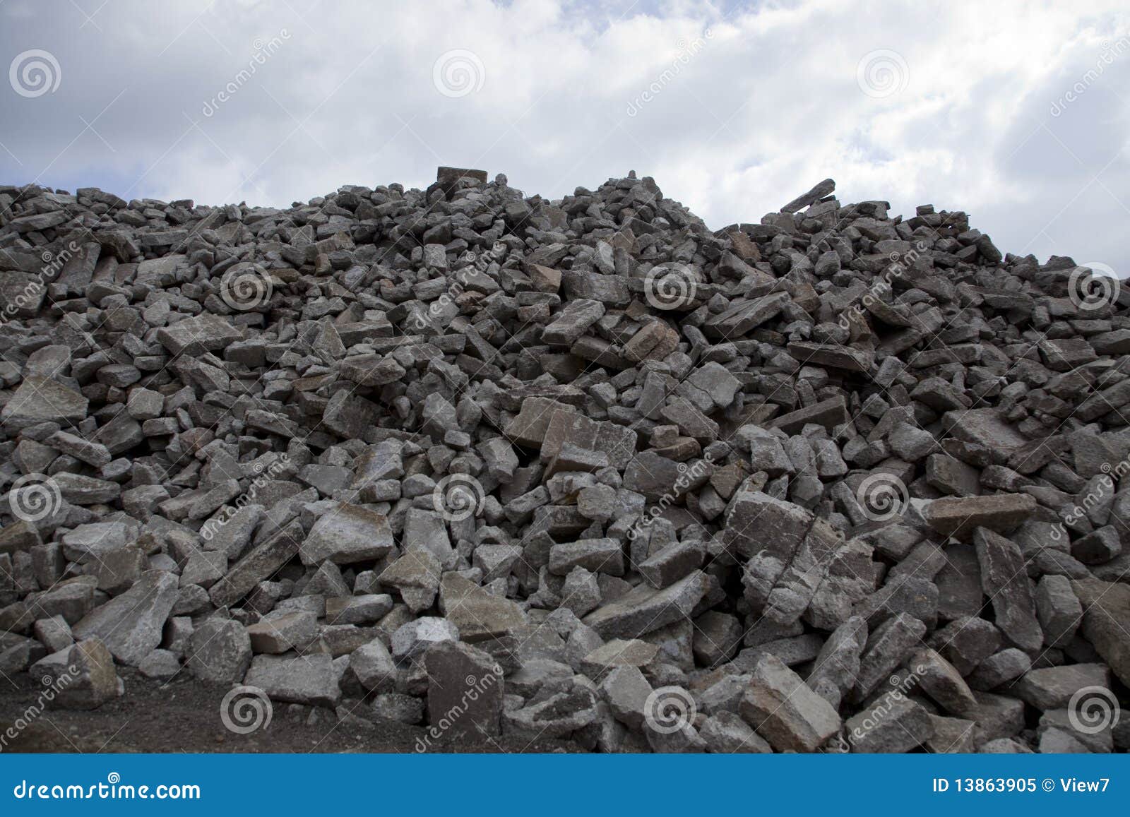 pile of brick rubble