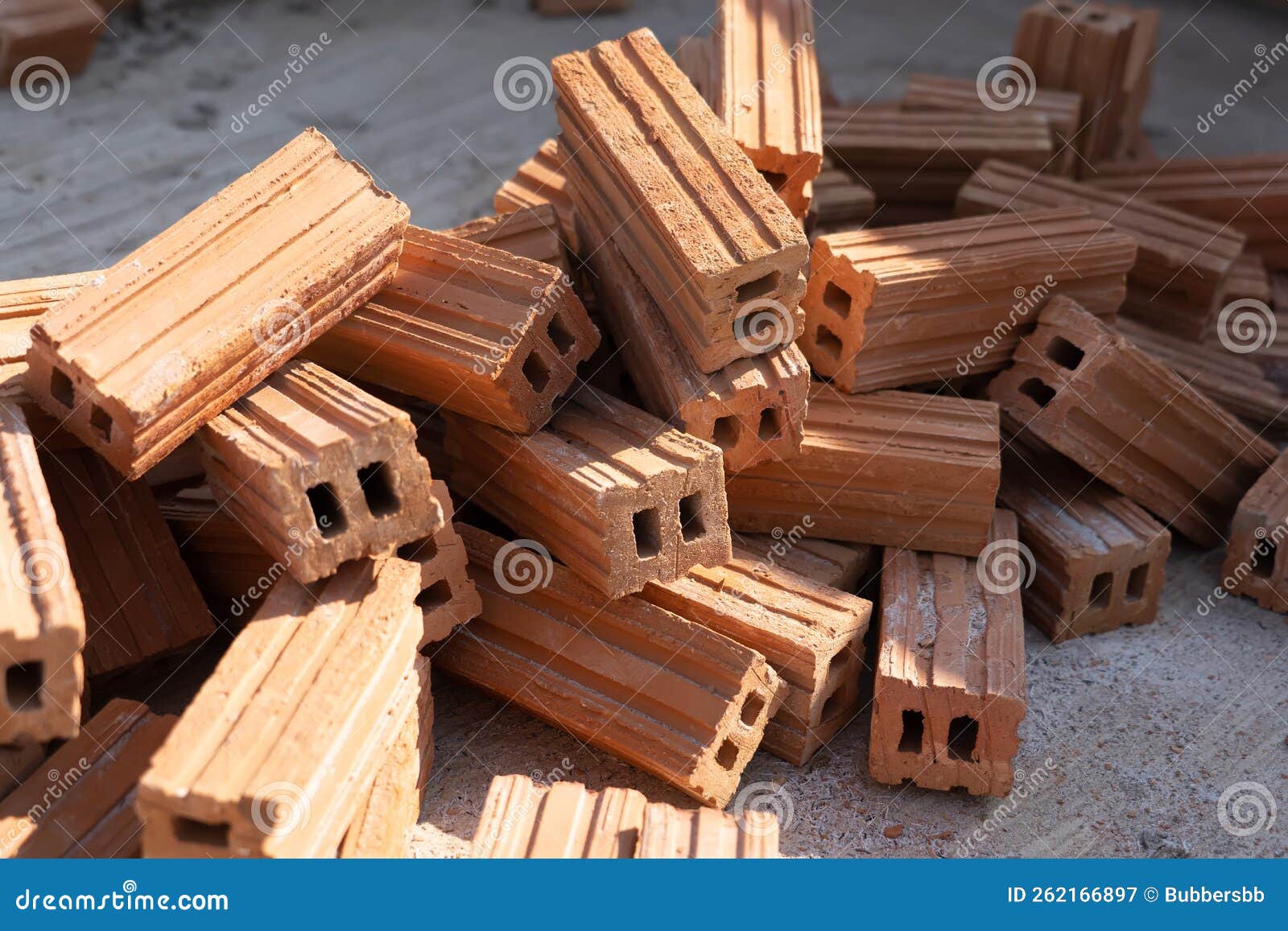 Pile of Bricks for Construction , Group of Bricks Square Construction
