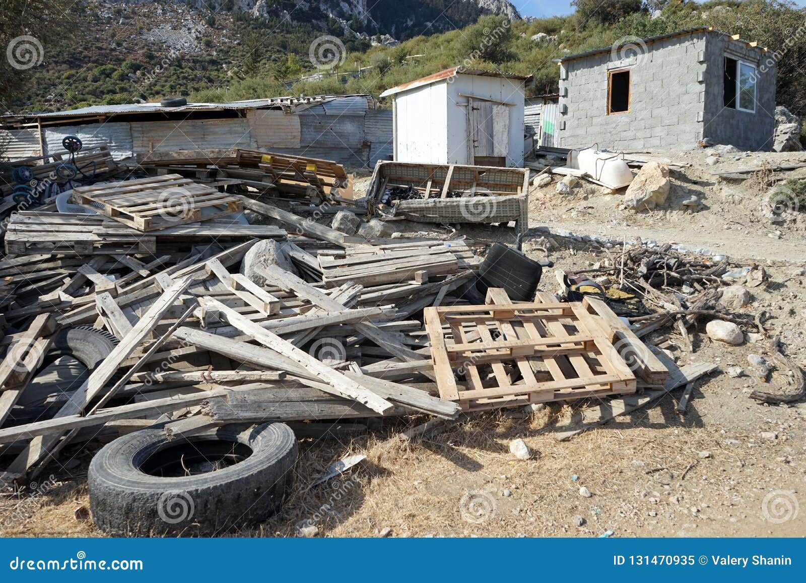 A Pile of Building Materials Near the Warehouse Stock Image Image of