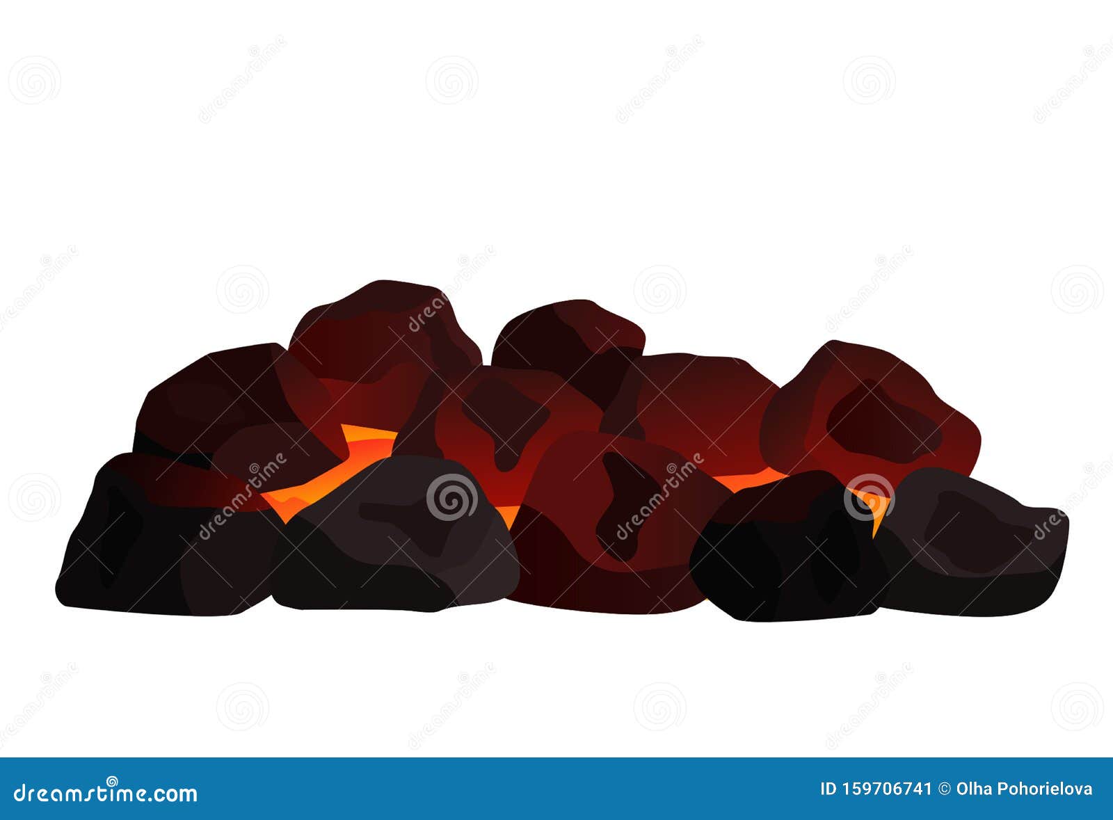A Pile of Burning Coal. Flat Vector Illustration Isolated Stock