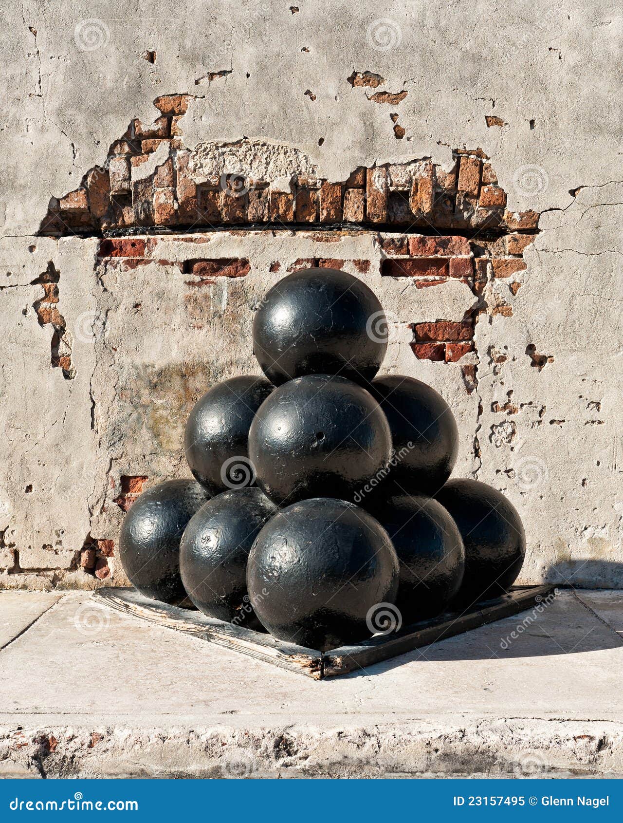 Pile of cannon balls stock image. Image of round, cannonball 23157495
