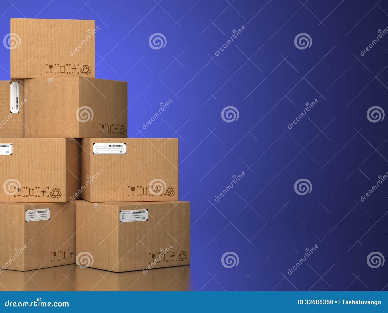 Pile of Cardboard Boxes on a Blue Background. Stock Illustration ...