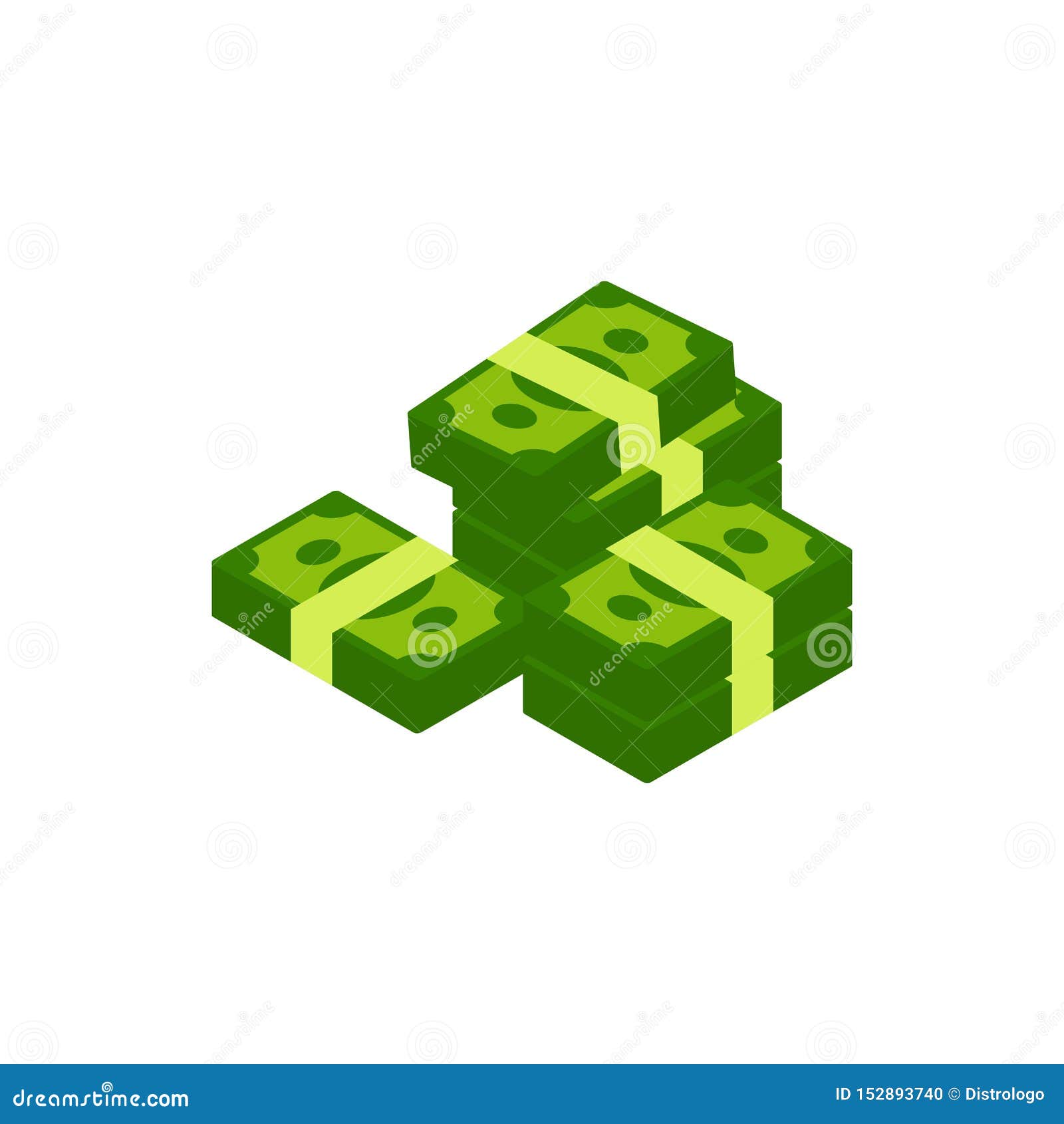 Pile Of Cash. A Lot Of Money. Green Banknote And Coins Vector Icon Illustration Stock Vector ...