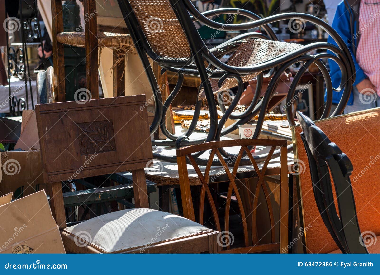 Pile Of Chairs In The Street Stock Photo Image Of Empty Outside