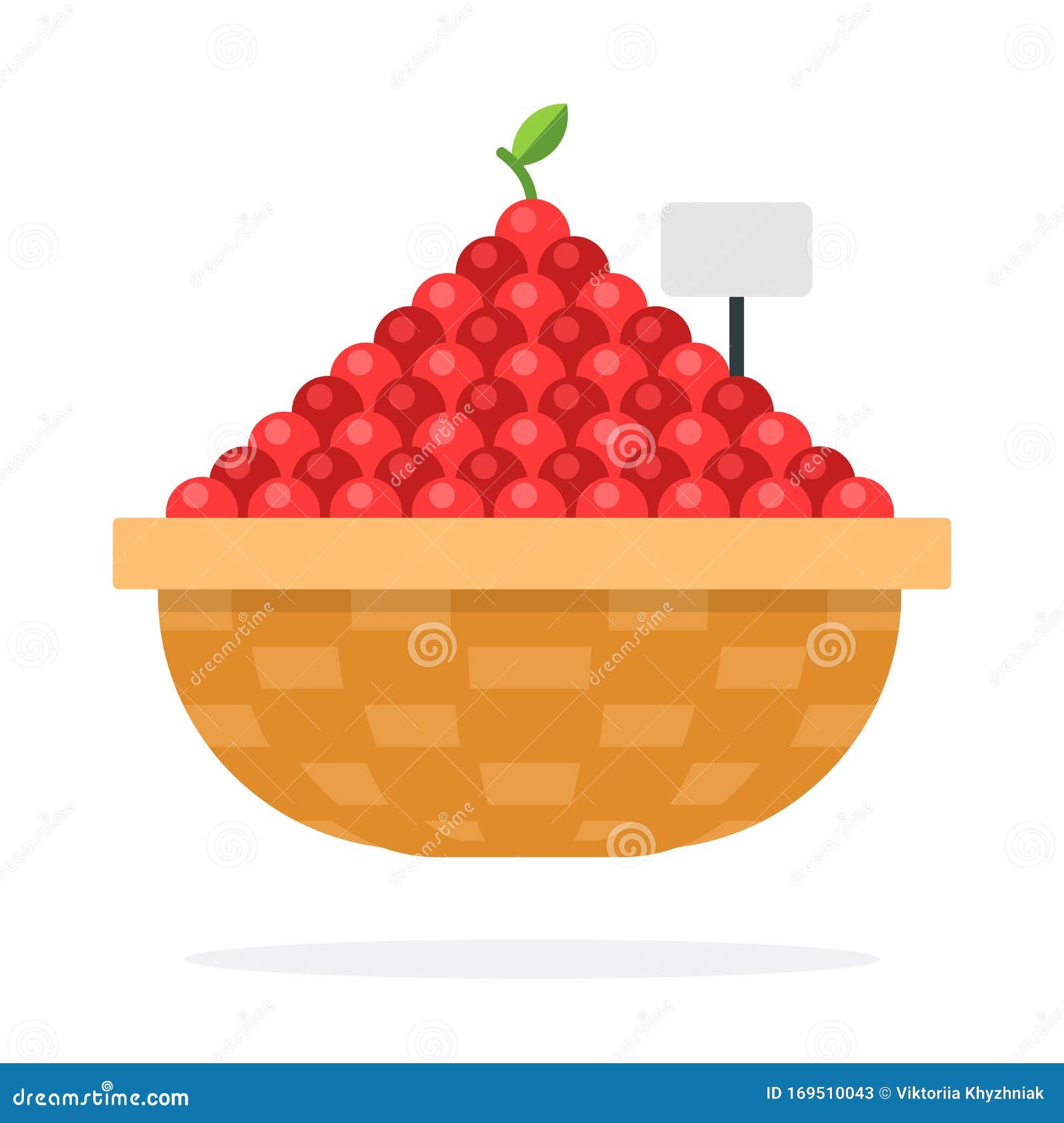 Cherry in the Basket Vector Flat Isolated Stock Vector - Illustration