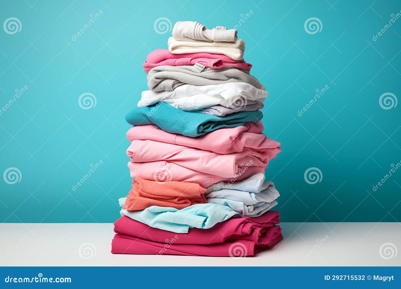 Pile of Clothes Ready for Laundry. Stack of Colorful Clothes. Laundry