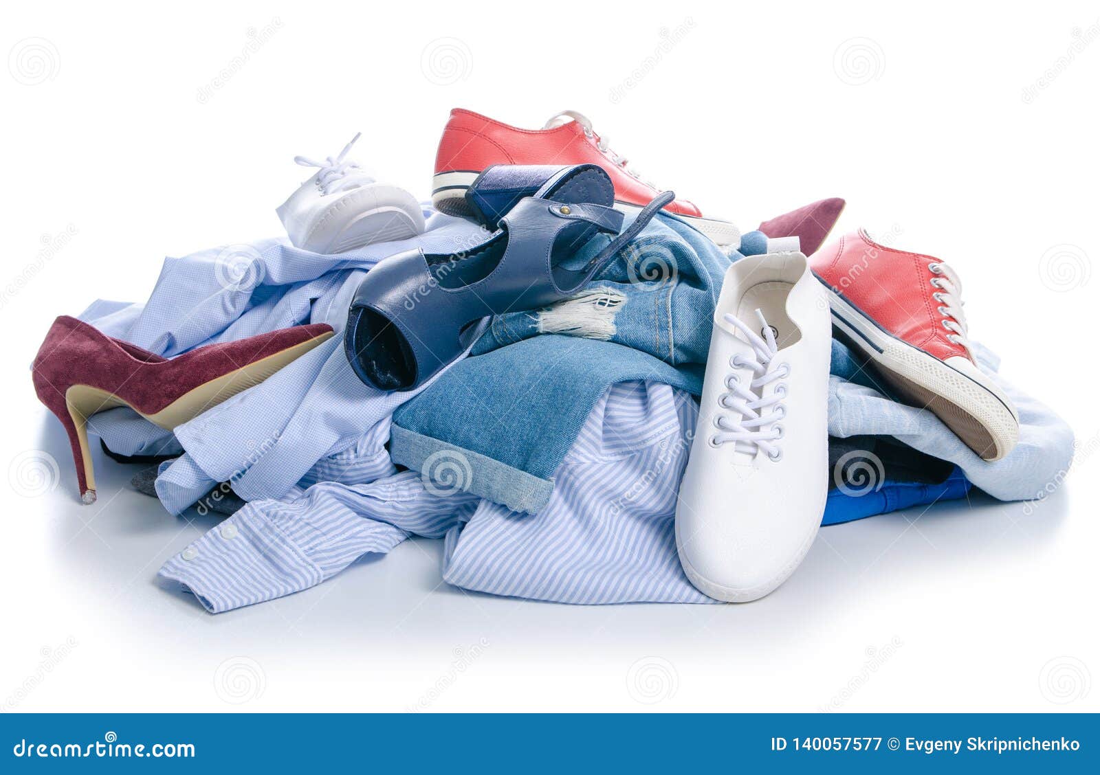 A Pile of Clothes and Shoes Stock Image - Image of casual, accessories ...