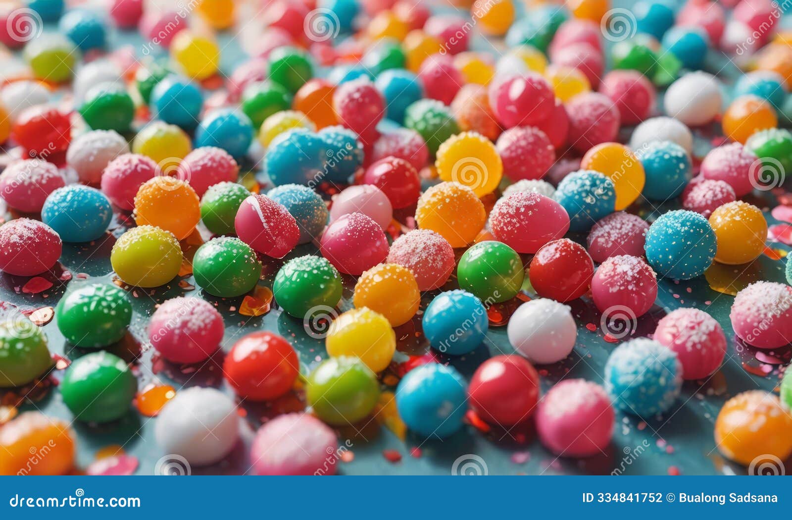pile colorful candis on table