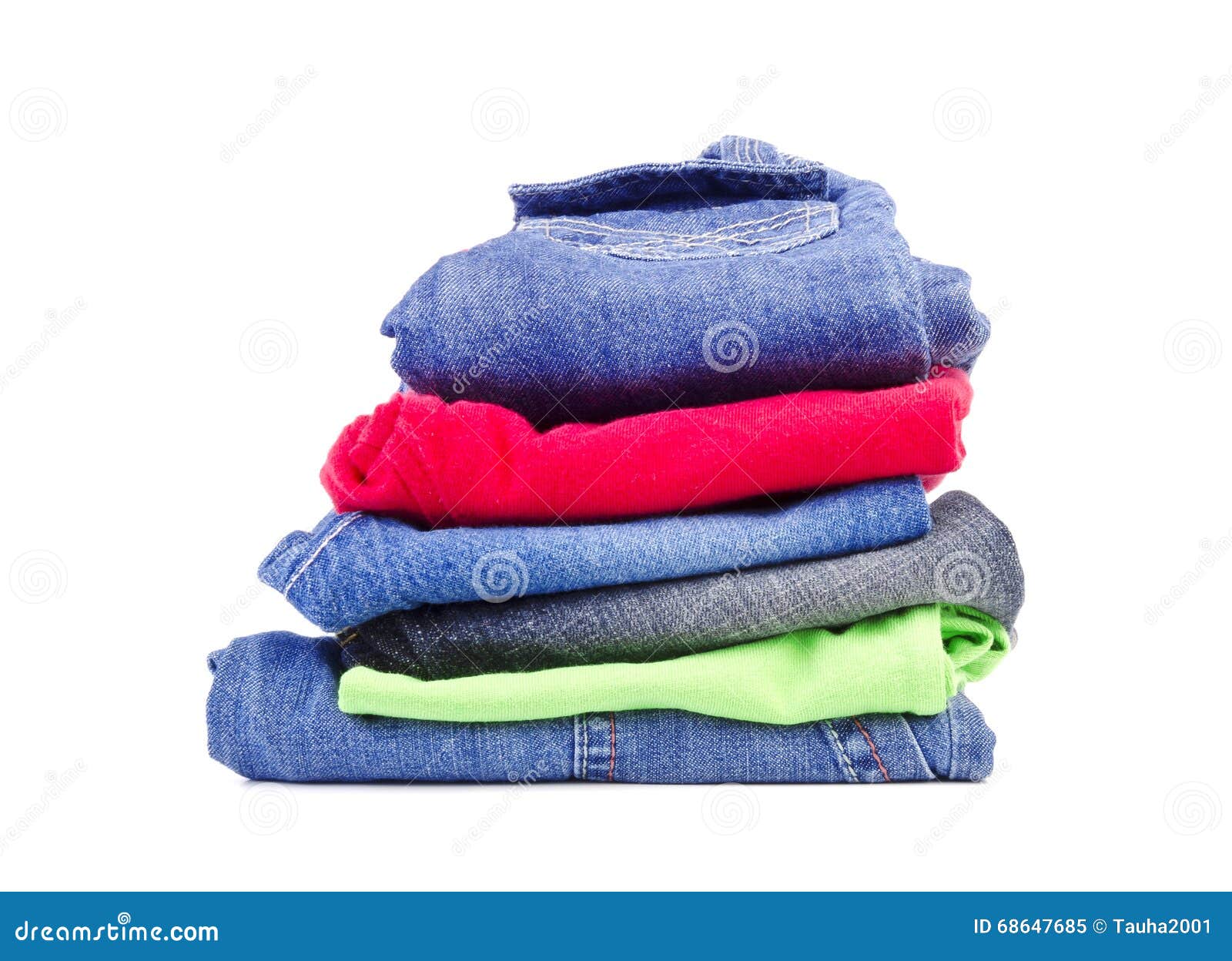 Pile of Colorful Children S Clothing on a White Stock Image - Image of ...