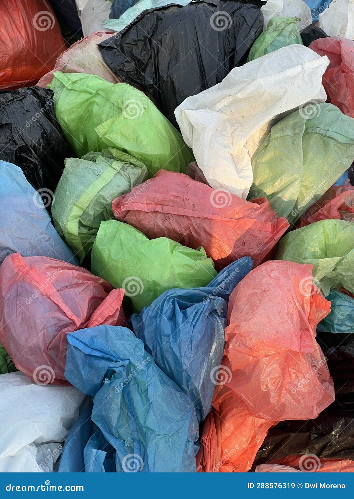 Pile of Colorful Plastic Trash Bags Stock Image - Image of dish