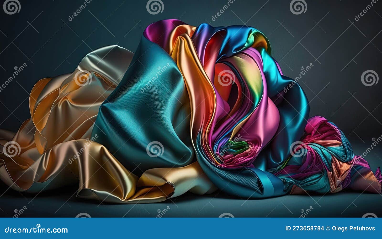 A Pile of Colorful Silks on a Black Background with a Black Background
