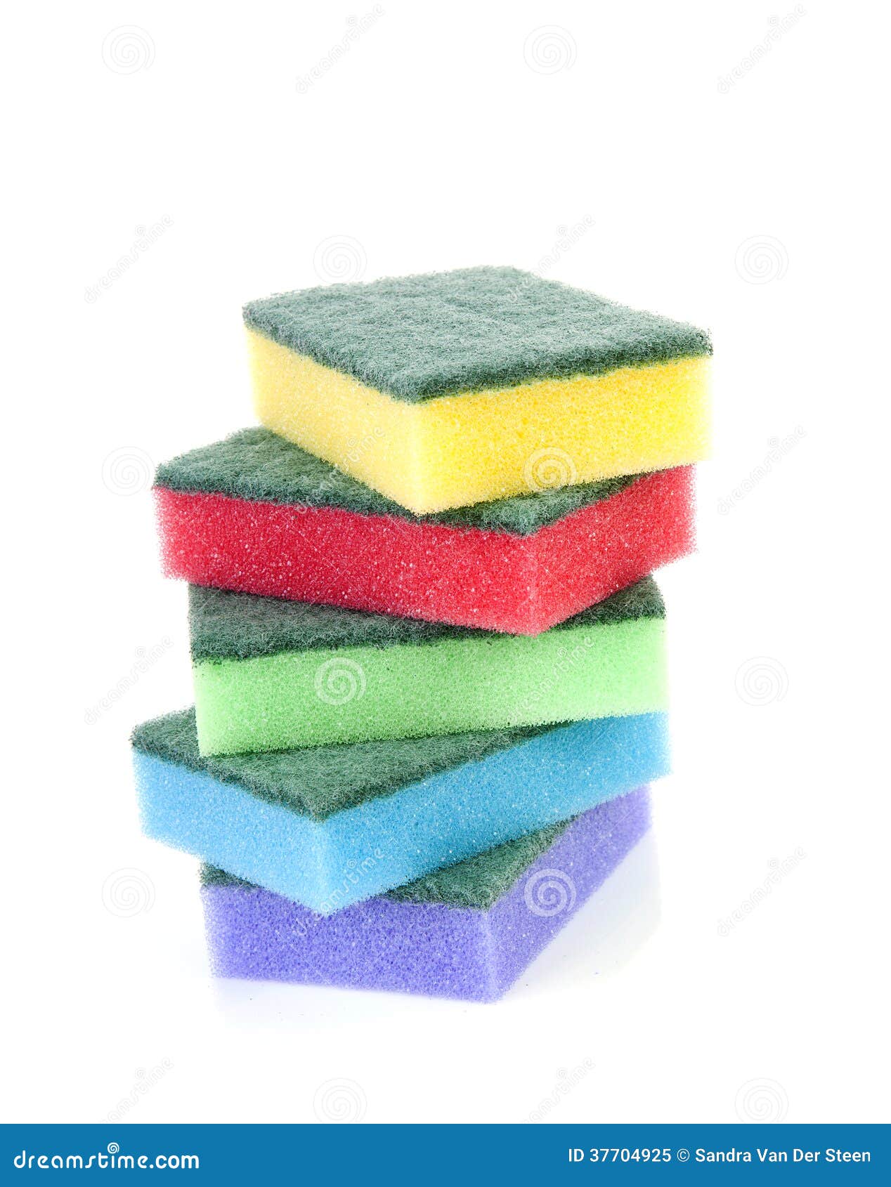 pile of colorful sponge scourer over white background