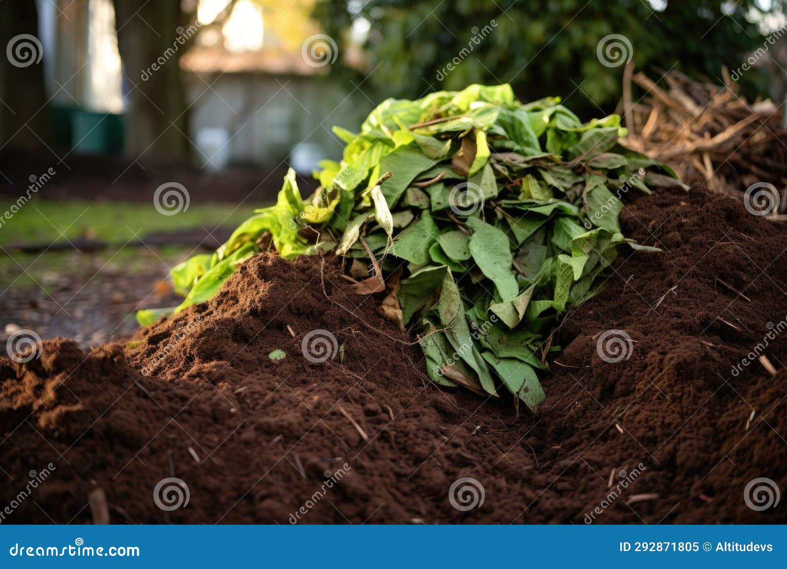 A Pile of Compostable Green Waste in a Yard Stock Image Image of