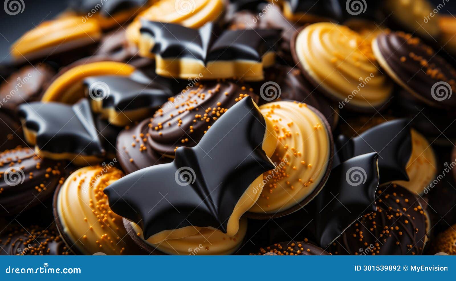 a pile of cookies with chocolate frosting