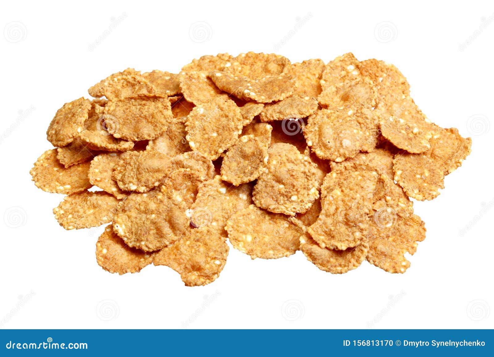 Pile of Corn Flakes from Low Perspective Isolated on White. Stock Photo Image of closeup