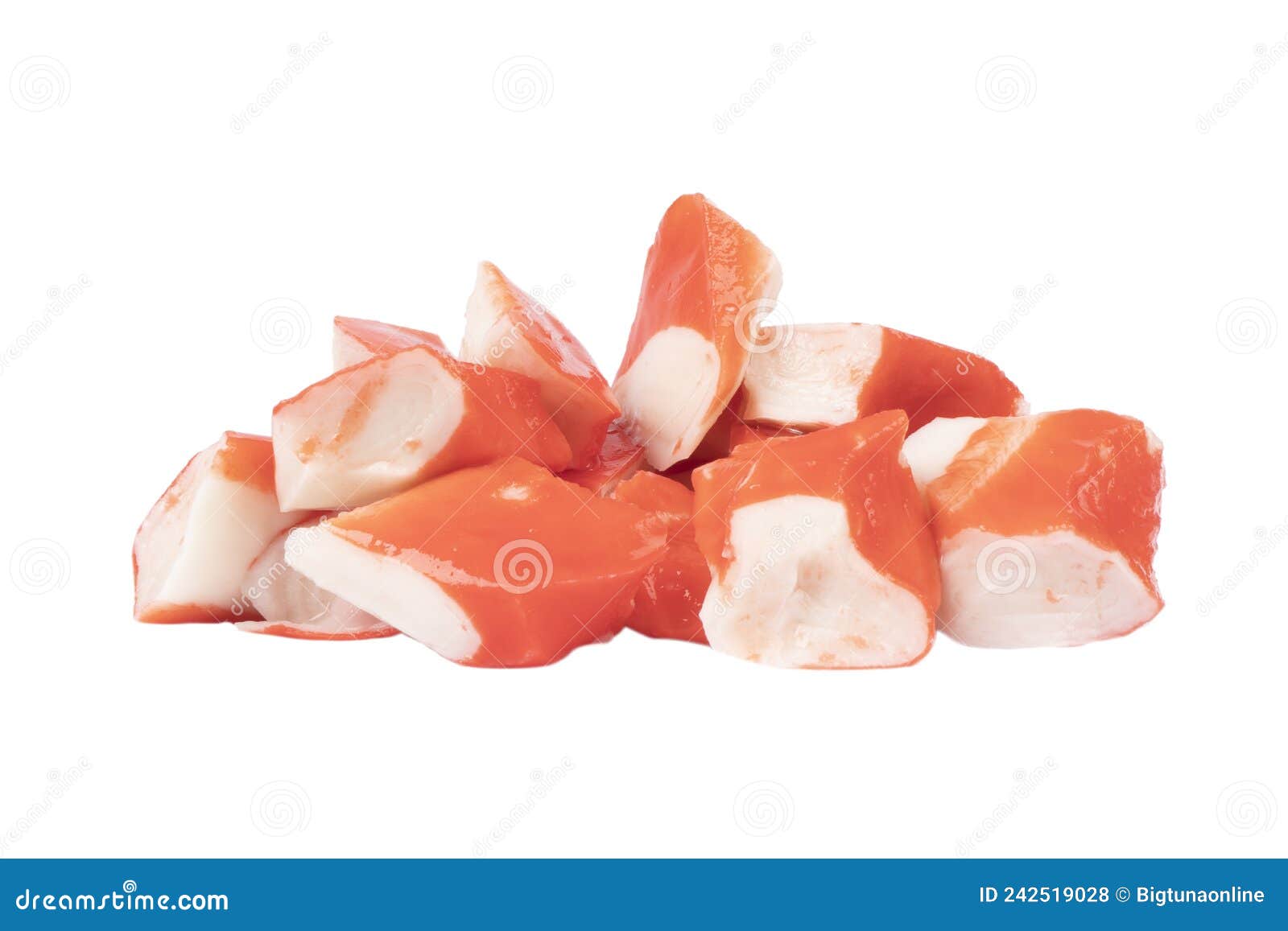 Pile of Crab Meat Isolated on White Background. Crab Meat Isolated