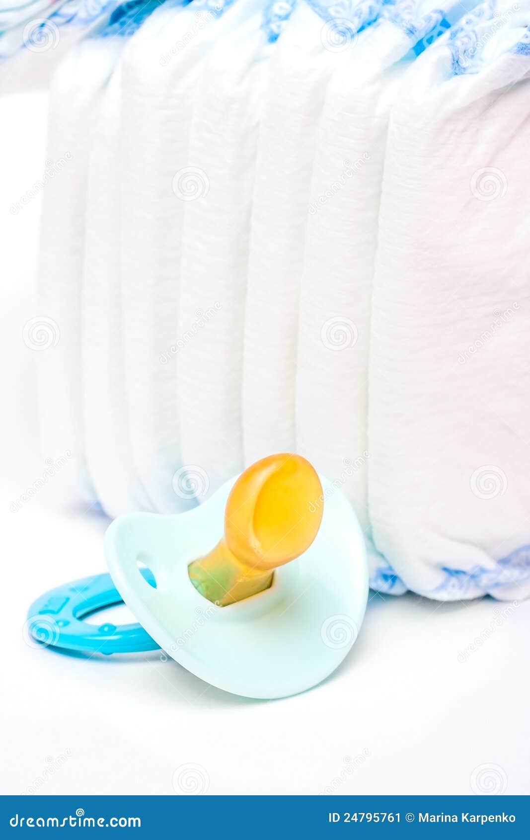 The Pile of Diapers and Baby S Dummy Stock Image - Image of hygiene ...