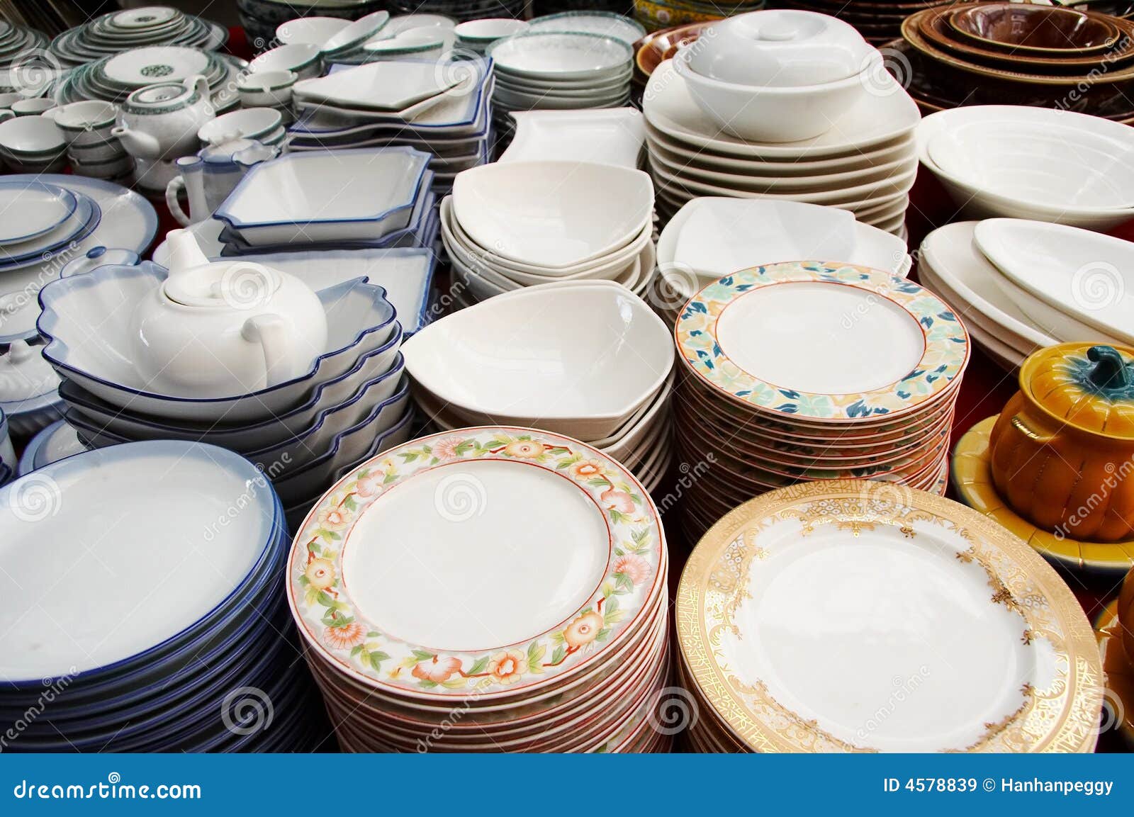 Pile of dinnerware stock image. Image of decorative, dining 4578839