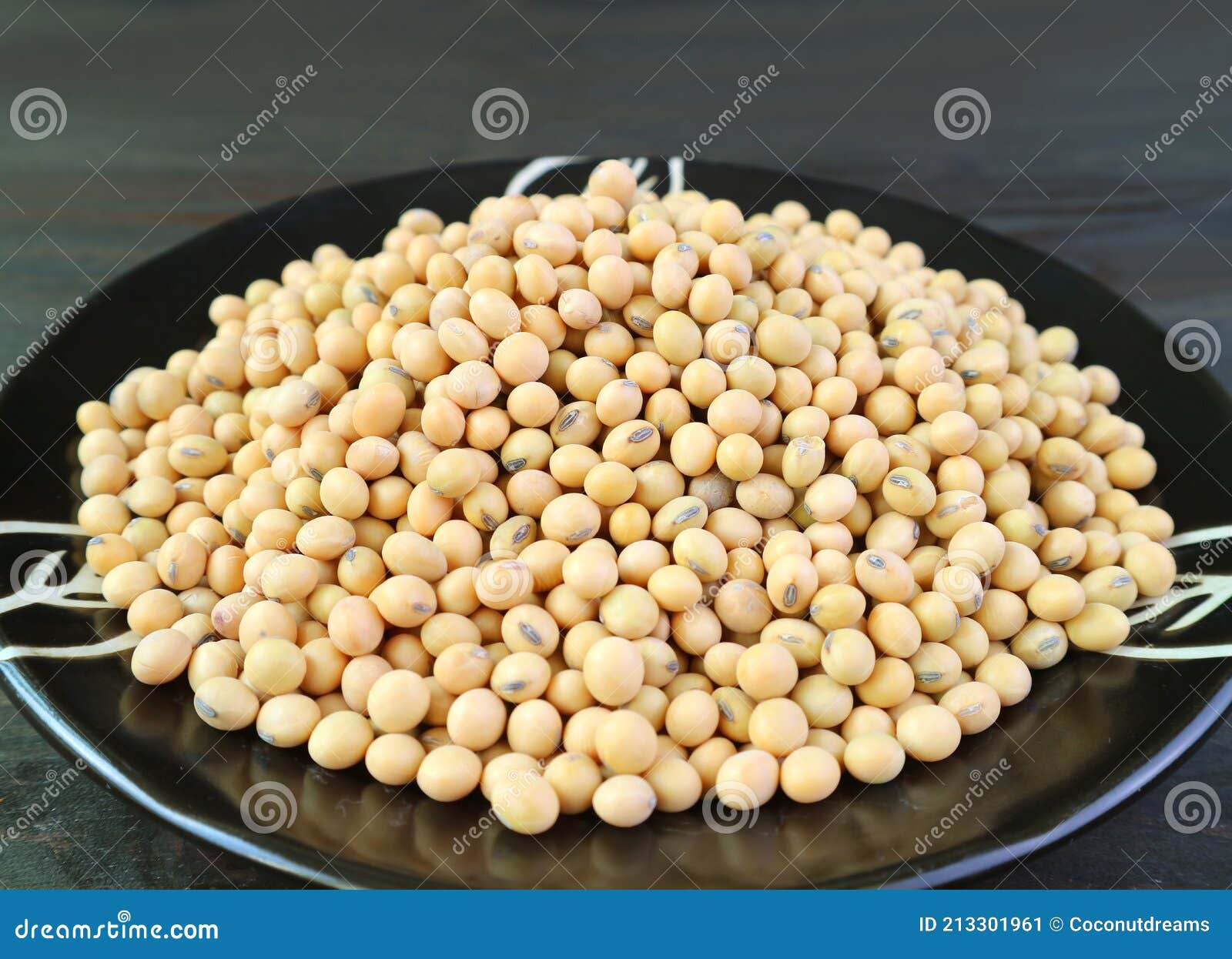 Pile of Dried Soybeans in a Black Plate Stock Image Image of grain