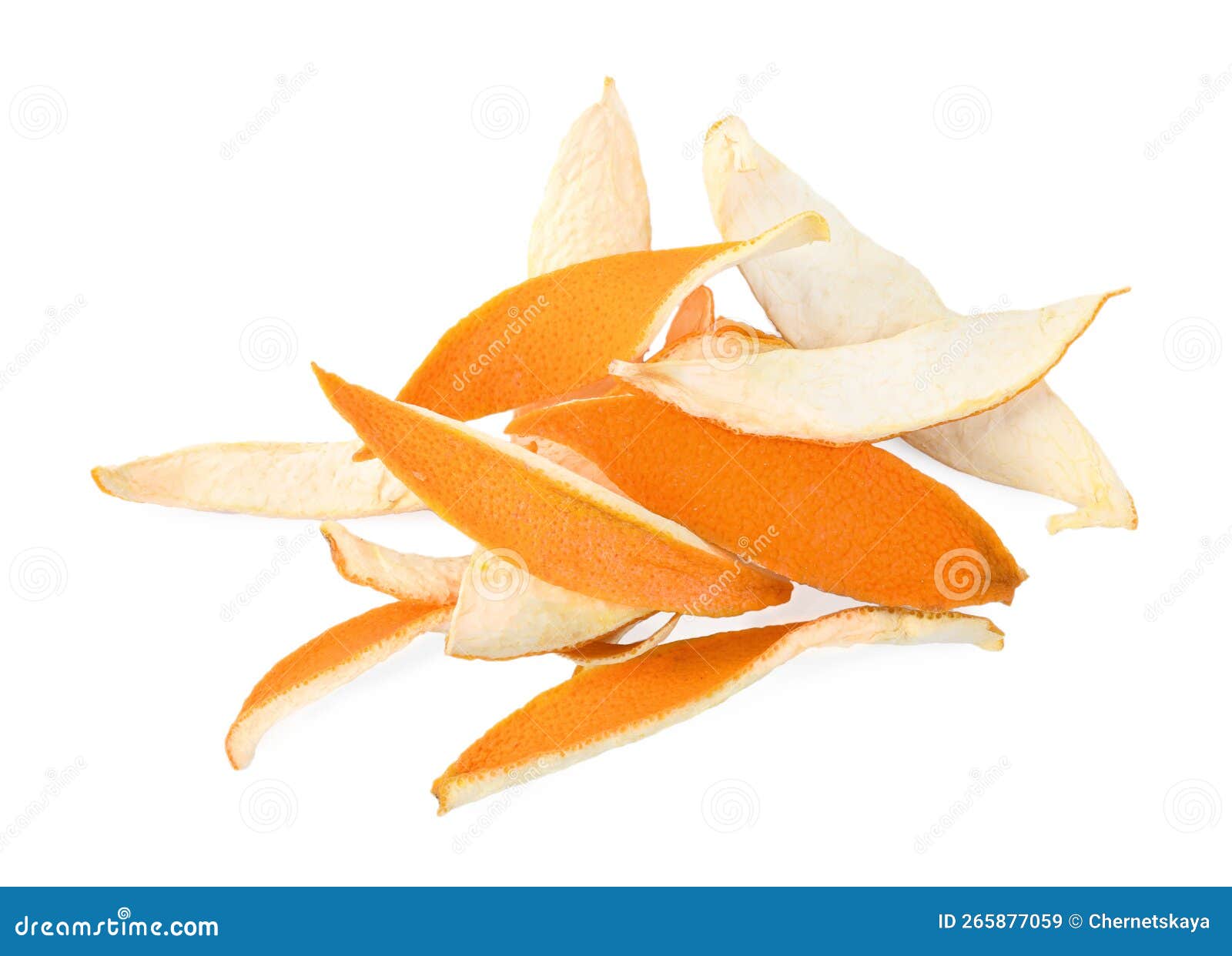 Pile Of Dry Orange Peels Isolated On White Top View Stock Image