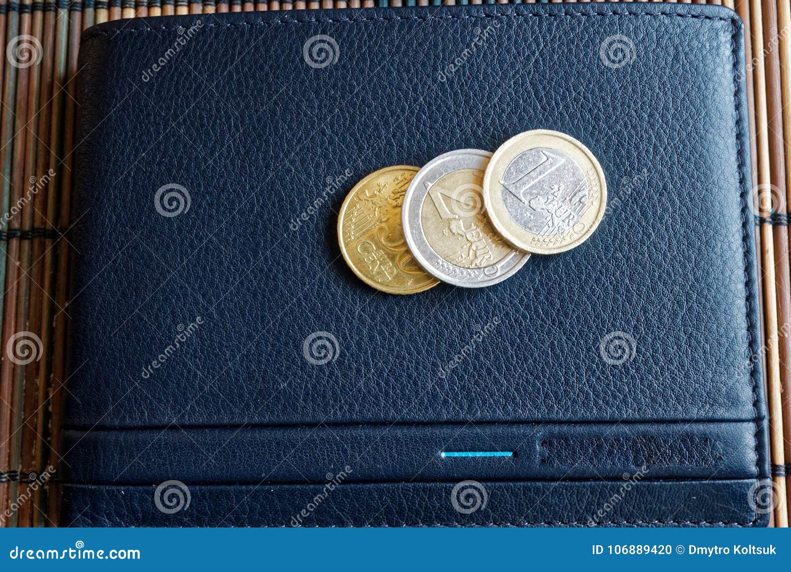 Pile Of Euro Coins On Leather Black Wallet Stock Photo ...