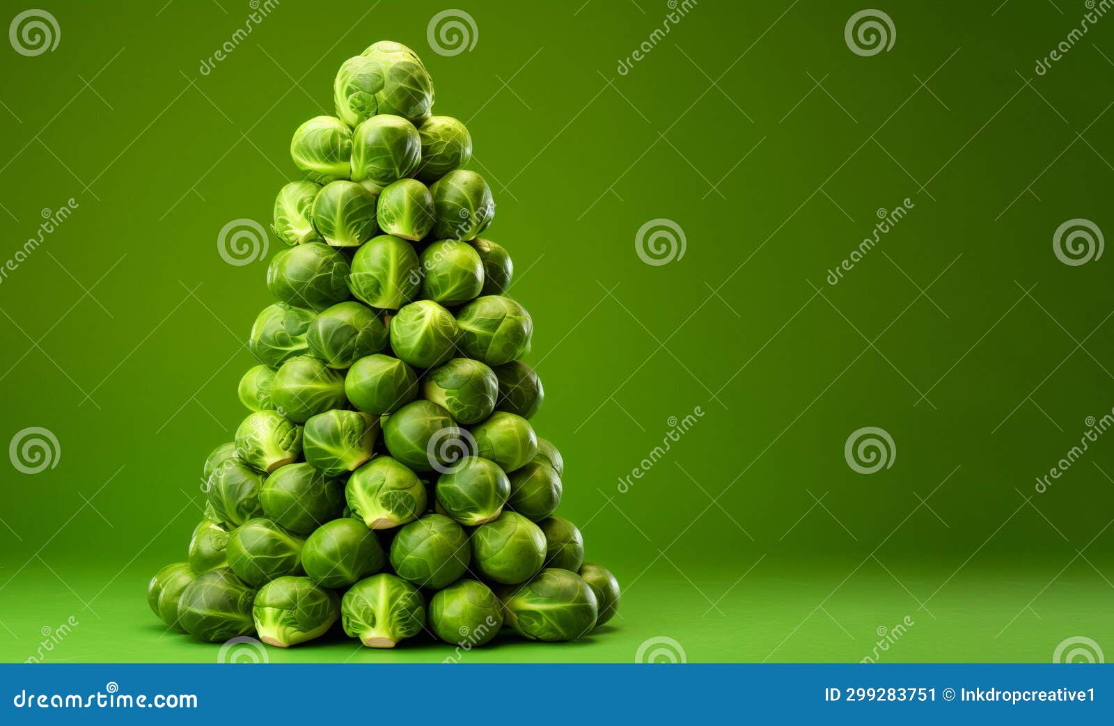 A Pile of Festive Brussels Sprouts in the Shape of a Christmas Tree