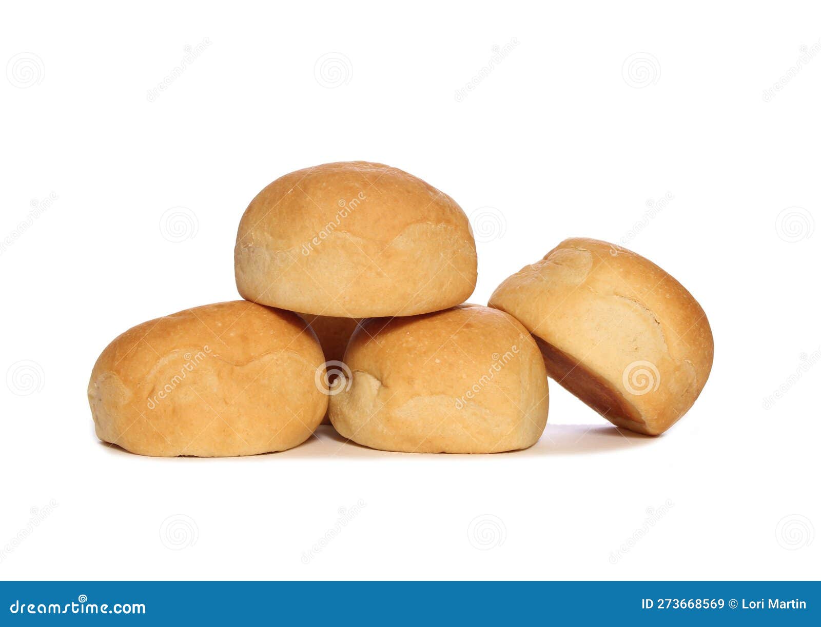 Pile of Fresh Baked Rolls Isolated on White Background Stock Image