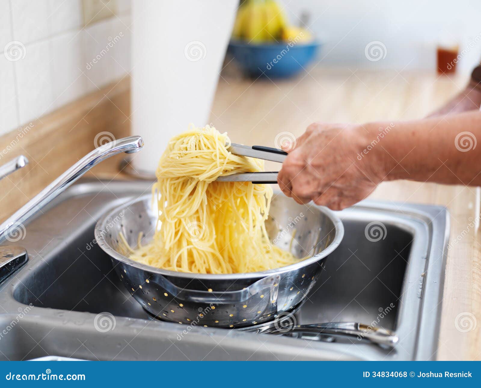 Pile of Fresh Pasta in Strainer Stock Photo Image of food, kitchen