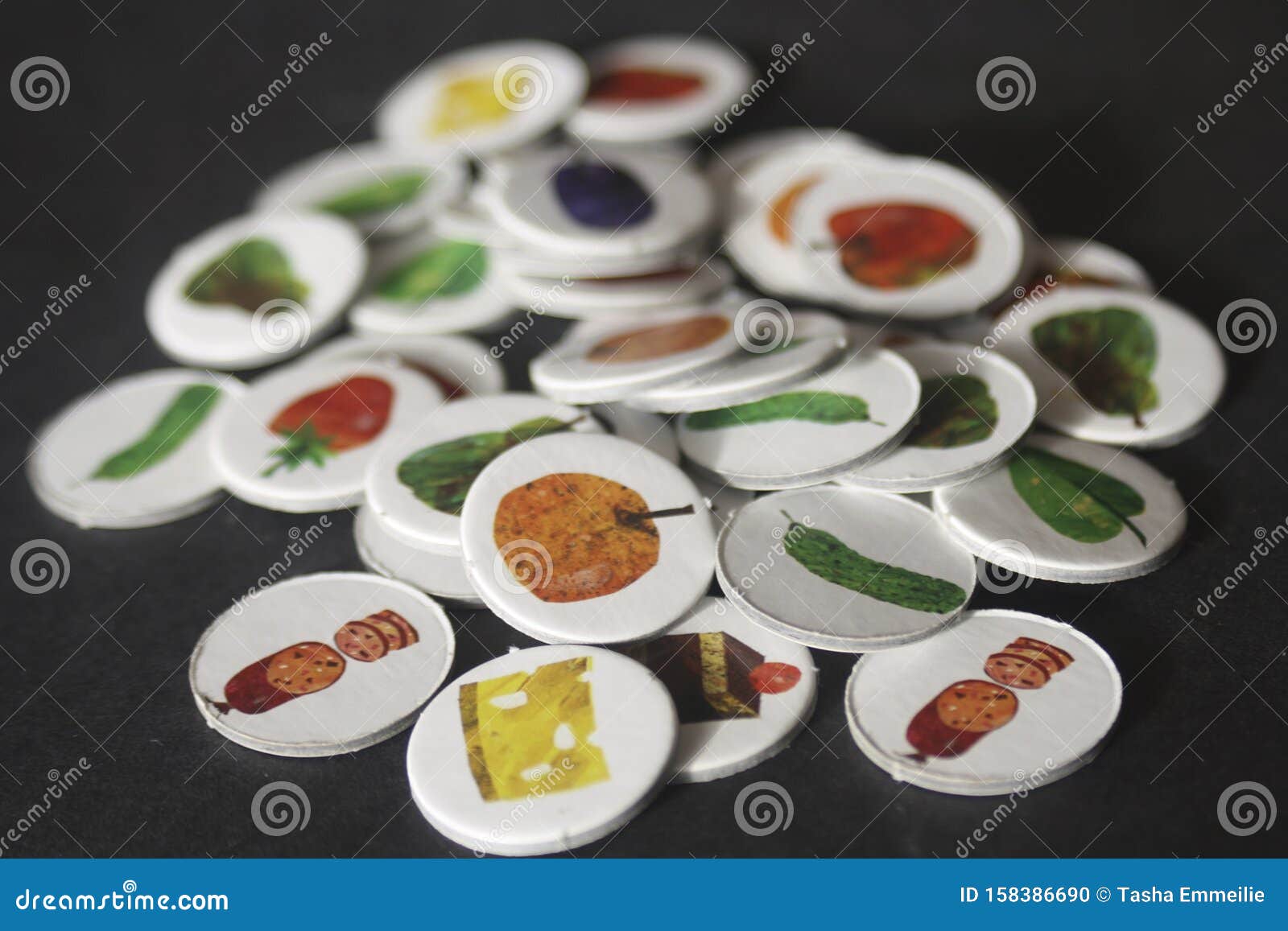the very hungry caterpillar food disks piled up