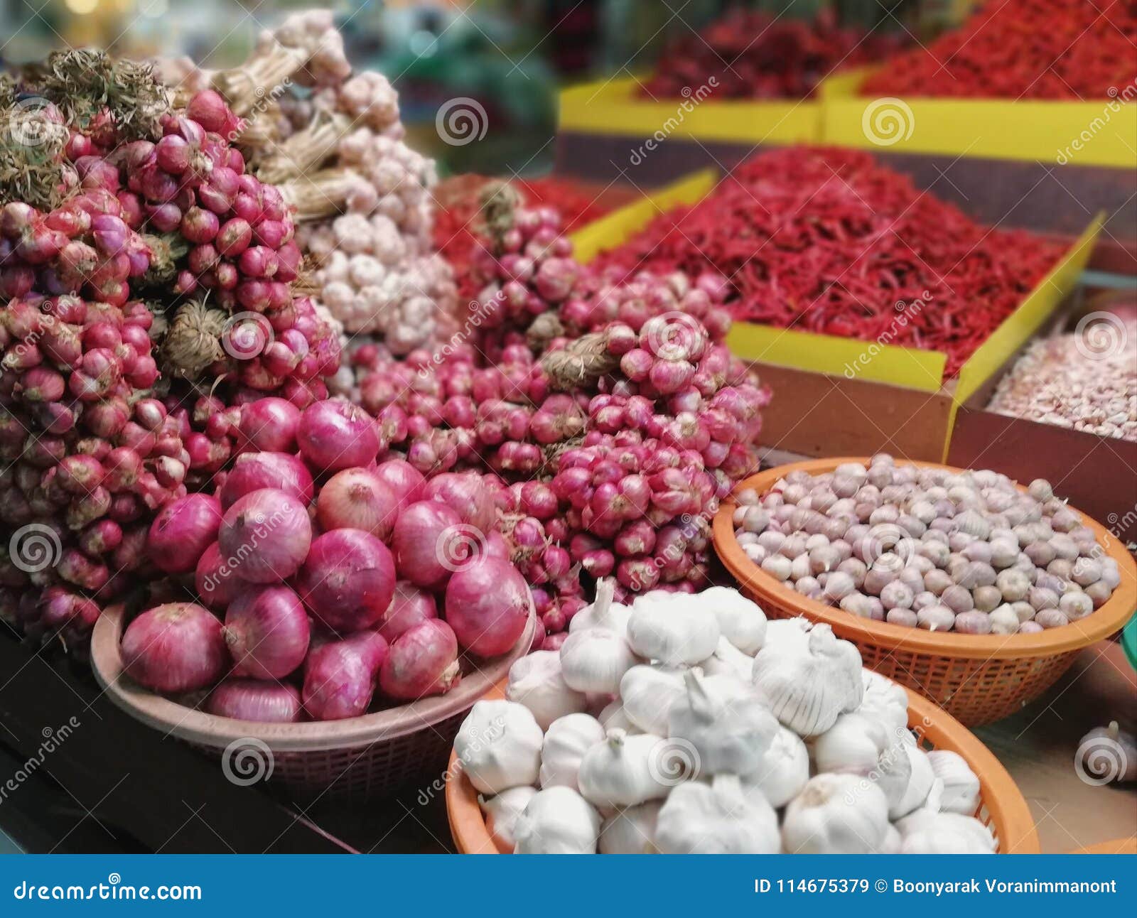 Garlic with onion stock image. Image of market, garlic 114675379