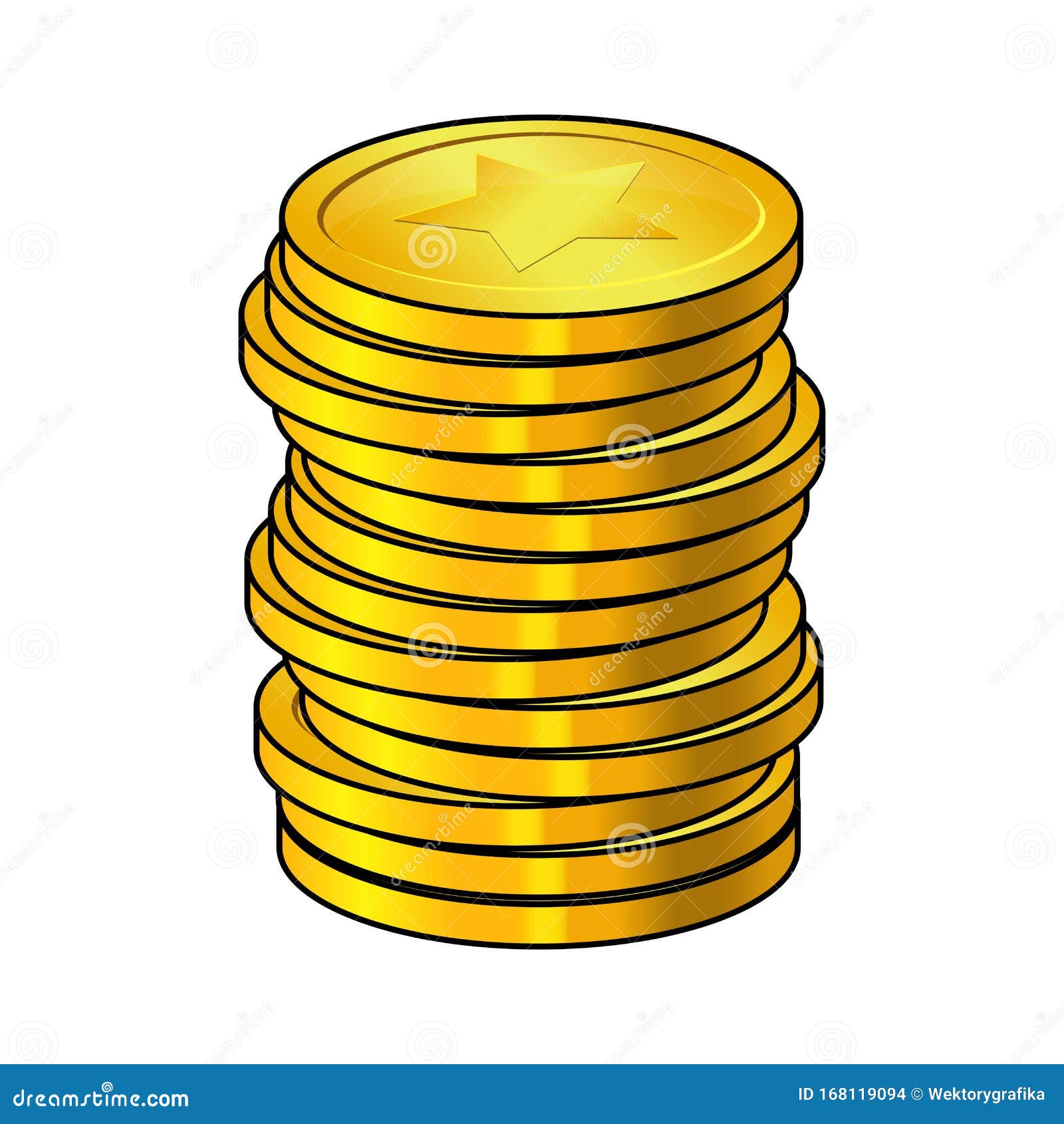 Pile of Gold Coins Cartoon Vector Illustration Isolated on White  Background. Cash Heap, Golden Column Money Stack Stock Vector -  Illustration of circle, gold: 168119094