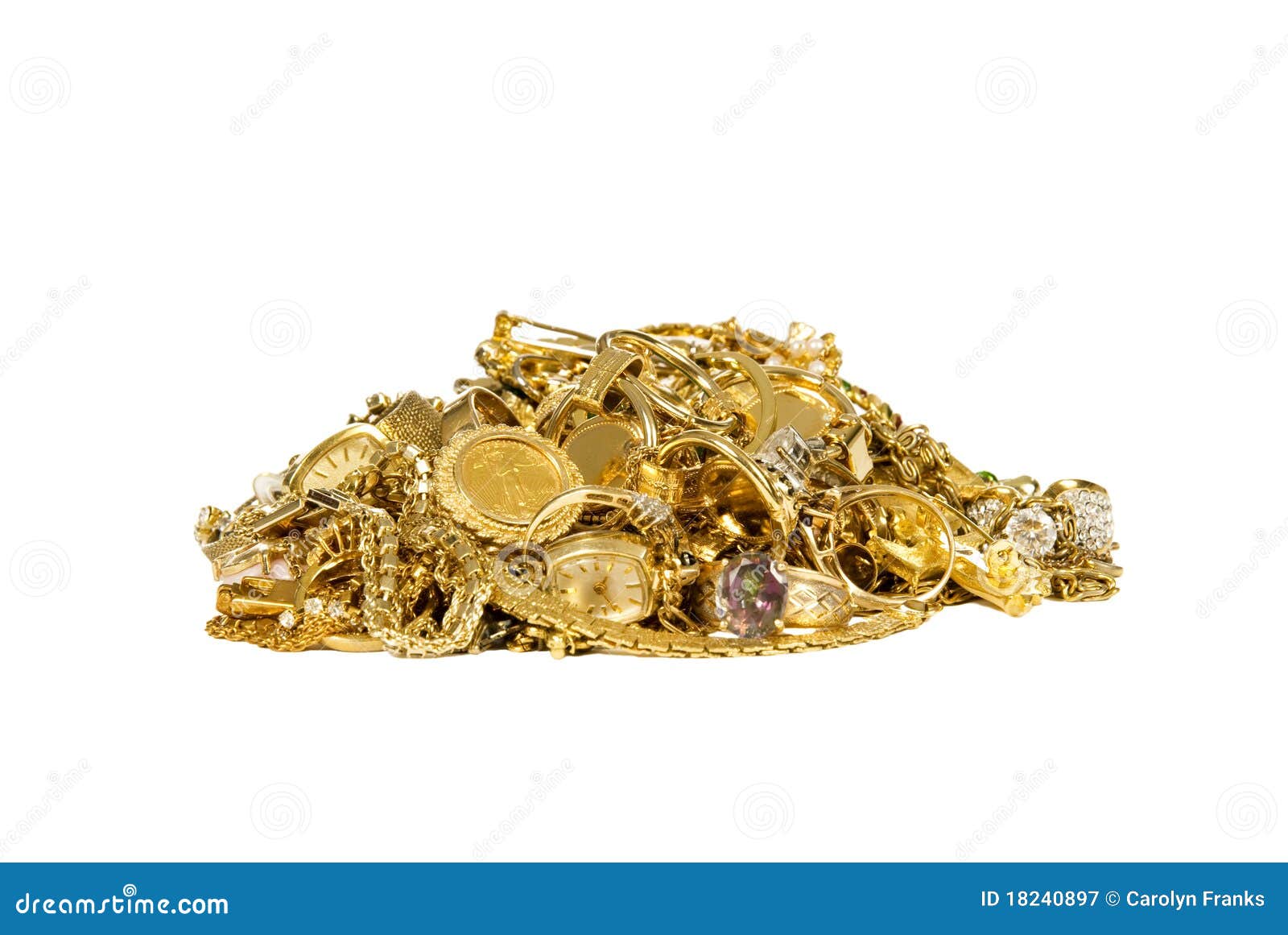 Pile of Gold Jewelry stock image. Image of white, treasure - 18240897