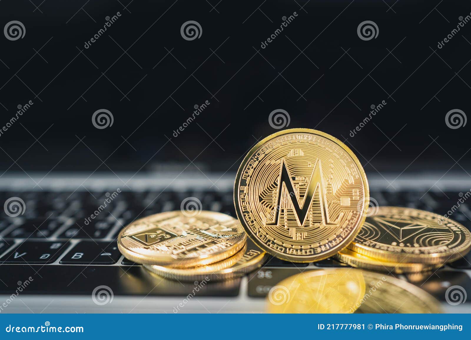 Pile of Gold MC Coins with a Computer. Cryptocurrency Concept Editorial  Photo - Image of block, growth: 217777981