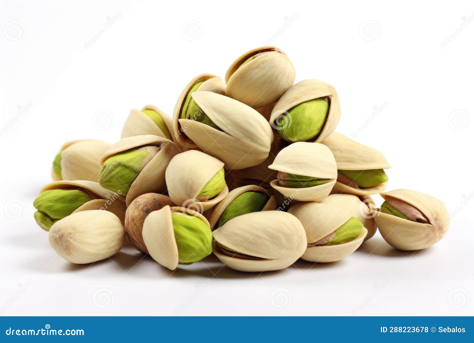 Pile of Green Pistachios on a White Background Stock Illustration