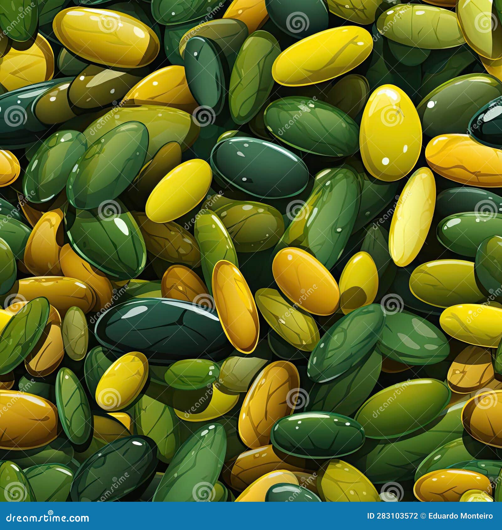 pile of green and yellow capsules in highly detailed s (tiled)