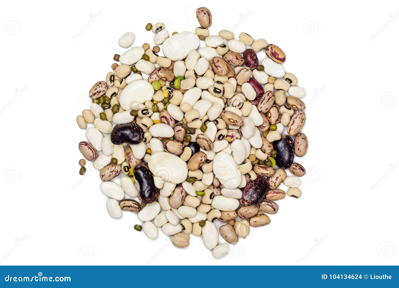 mixed legumes over white background