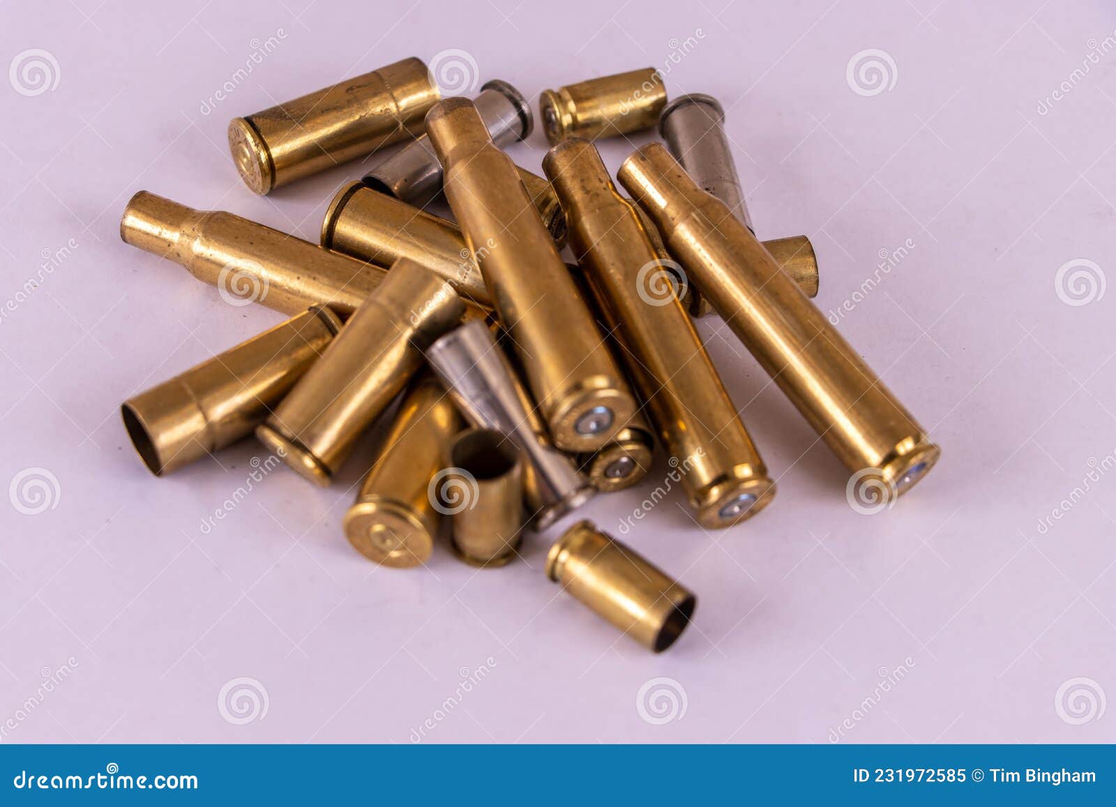 Pile of Mixed Spent Bullet Casings Stock Image - Image of black