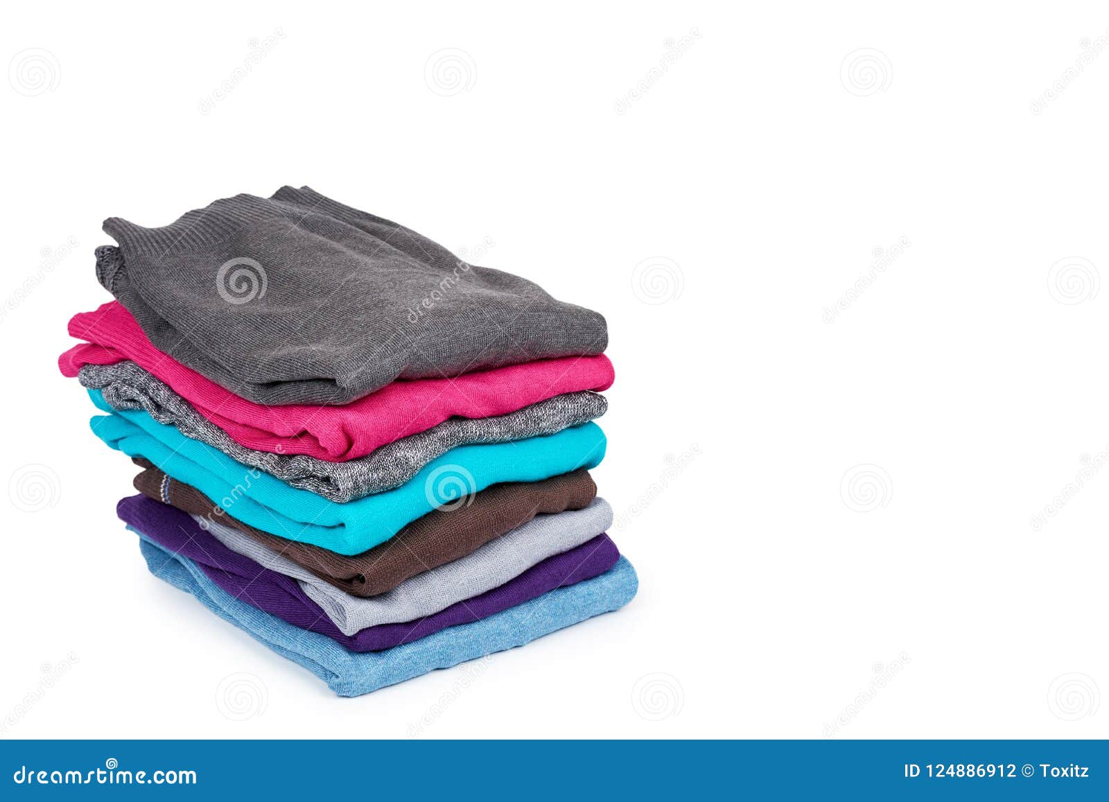 Pile Of Multi Color Fabric Texture Wool Cloth Isolated On White